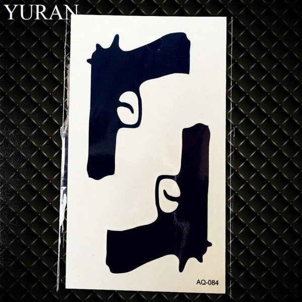 25 Style Men Tattoo Stickers Totem Scorpion Black Gun Hands Temporary Tattoo Kids Body Art Face Self Adhesive Tatoos Cool Paste