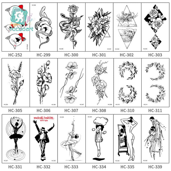 MB Flower Snake Fake Tatoo Cute Rabbit Tatuajes Tatuagem Dancing King Taty Body Art Waterproof Temporary Tattoo Stickers