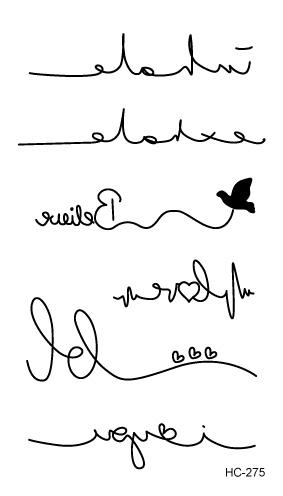 MB HC-265-285 Body Art Tatoo Black White Drawing Little Element Finger Small Water Transfer Temporary Flash Fake Tattoos Sticker