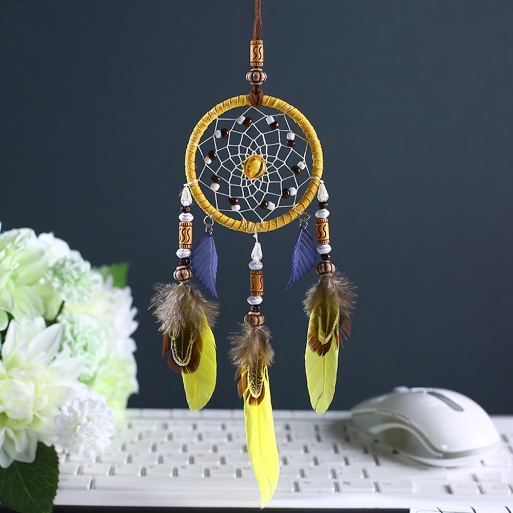 Car Pendant Feather Bohemian Style Dream Catcher Hanger Art Craft Ornament Auto Rearview Mirror Decoration Accessories Gifts