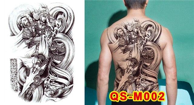 New Designs 48*35 cm Large Black Carp Tattoos Men & Women Waterproof Big Temporary Tattoo Stickers Full Back Body Fake Tattoo
