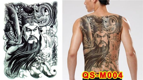 New Designs 48*35 cm Large Black Carp Tattoos Men & Women Waterproof Big Temporary Tattoo Stickers Full Back Body Fake Tattoo