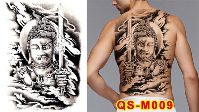 New Designs 48*35 cm Large Black Carp Tattoos Men & Women Waterproof Big Temporary Tattoo Stickers Full Back Body Fake Tattoo