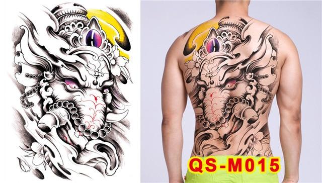 New Designs 48*35 cm Large Black Carp Tattoos Men & Women Waterproof Big Temporary Tattoo Stickers Full Back Body Fake Tattoo