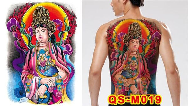 New Designs 48*35 cm Large Black Carp Tattoos Men & Women Waterproof Big Temporary Tattoo Stickers Full Back Body Fake Tattoo