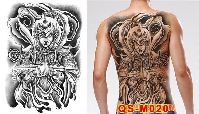 New Designs 48*35 cm Large Black Carp Tattoos Men & Women Waterproof Big Temporary Tattoo Stickers Full Back Body Fake Tattoo