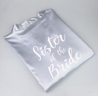 C&Fung new bride bridesmaid robe with white black letters mother sister of the bride wedding gift bathrobe kimono satin robes