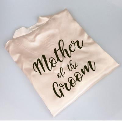 C&Fung new bride bridesmaid robe with white black letters mother sister of the bride wedding gift bathrobe kimono satin robes