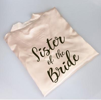 C&Fung new bride bridesmaid robe with white black letters mother sister of the bride wedding gift bathrobe kimono satin robes