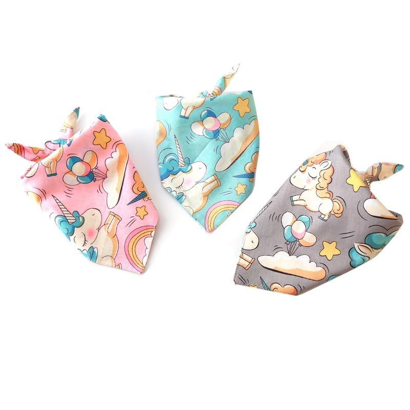 Unicorn Printed Cotton Dog Bandana for Small Medium Dogs Cats Scarf Pet Accessories