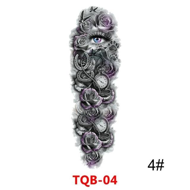 Waterproof Temporary Tattoo Sticker Full Arm Large Skull Old School Tatoo Stickers Flash Fake Tattoos for Men Women #288345