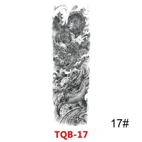 Waterproof Temporary Tattoo Sticker Full Arm Large Skull Old School Tatoo Stickers Flash Fake Tattoos for Men Women #288345