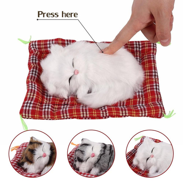 Plush Toys Lovely Simulation Doll Plush Animal Cats Sleeping Toy Real Life Plush with Sound Toy Kids Girl Birthday Gift for Kids