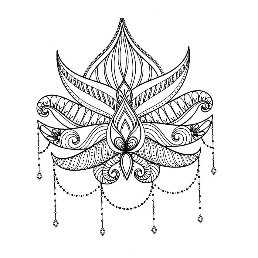 lotus Flower Waterproof Temporary Tattoos Men Fake Tattoo Beauty Flower Tatoo Sleeve Tatuajes Temporales A Prueba De Agua
