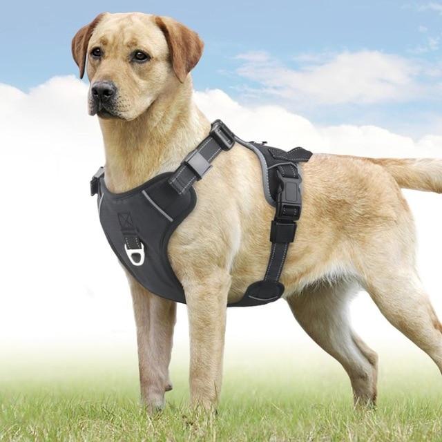 Idepet Dog Harness Vest with Handle No-Pull Pet Vest Harness Safety Seat Belt Trip Reflective Breathable Dog Harness for Dogs 35