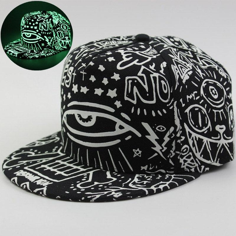 Cool Graffiti Men's Baseball Cap Hat Shining Light In The Dark Baseball Caps For Boys Male Head Black Hat Cachuchas De Hombre