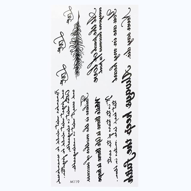 1 Sheet Temporary English Word Tattoo Stickers Black Letters Feather Body Art Tattoos Sticker Waterproof For Temporary Tattoos