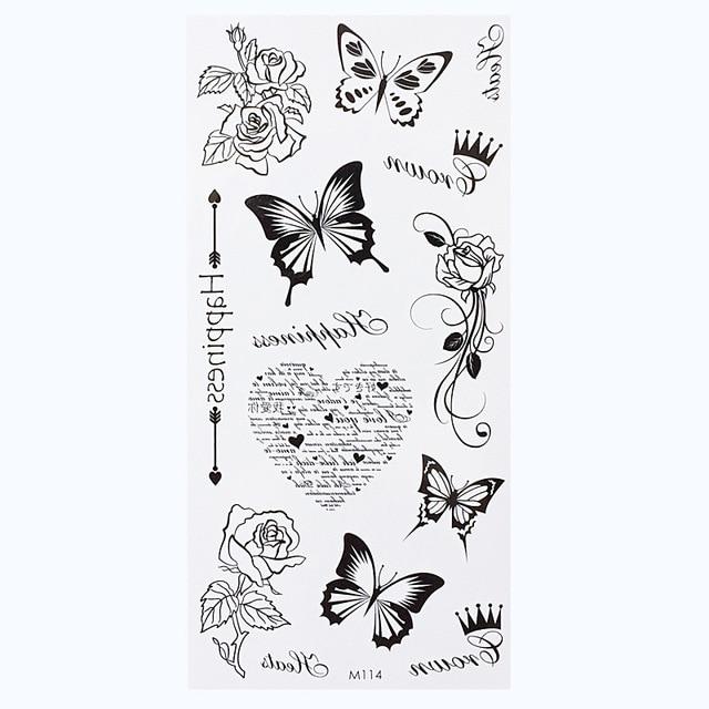 1 Sheet Temporary English Word Tattoo Stickers Black Letters Feather Body Art Tattoos Sticker Waterproof For Temporary Tattoos