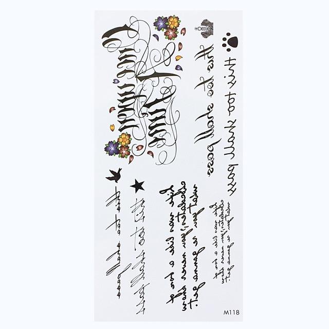 1 Sheet Temporary English Word Tattoo Stickers Black Letters Feather Body Art Tattoos Sticker Waterproof For Temporary Tattoos