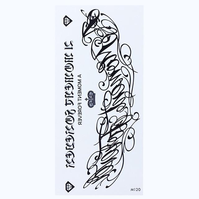 1 Sheet Temporary English Word Tattoo Stickers Black Letters Feather Body Art Tattoos Sticker Waterproof For Temporary Tattoos
