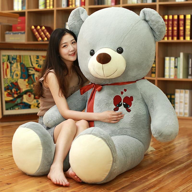 1PC 60-100cm Large Teddy Bear Plush Toy Lovely Huge Stuffed Soft Bear Wear Bowknot Bear Kids Toy Birthday Gift For Girlfriend