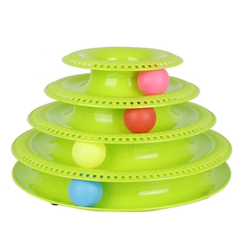 Pets Interactive Toys Cats Three-tier / Four-tier Turntable Pet Intellectual Track Tower Funny Cat Toy Plate 3 4 Balls 4 Levels