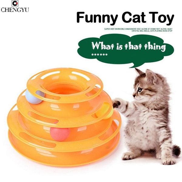 New Sale Anti Slip Orginal Design Amusement Intelligence Dog Cat Toys Three Tower Of Tracks Turntable Ball Pet Products