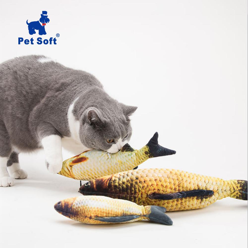 Pet Soft Plush Creative 3D Carp Fish Shape Cat Toy Gifts Catnip Fish Stuffed Pillow Doll Simulation Fish Playing Toy For Pet