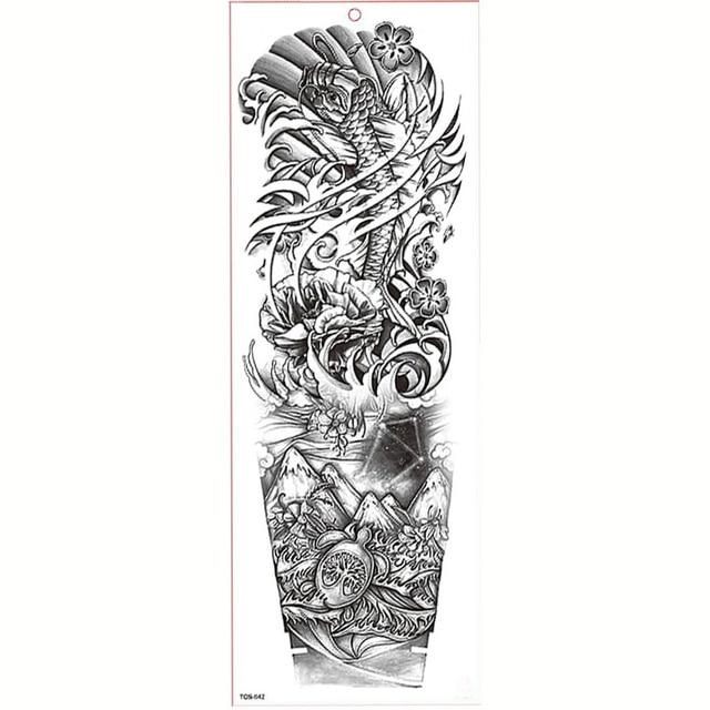 Large Arm Sleeve Tattoo Waterproof Temporary Tattoo Sticker Skull Angel Rose Lotus Men Full Flower Tatoo Body Art Tattoo Girl