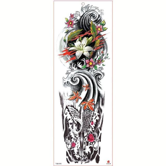 Large Arm Sleeve Tattoo Waterproof Temporary Tattoo Sticker Skull Angel Rose Lotus Men Full Flower Tatoo Body Art Tattoo Girl