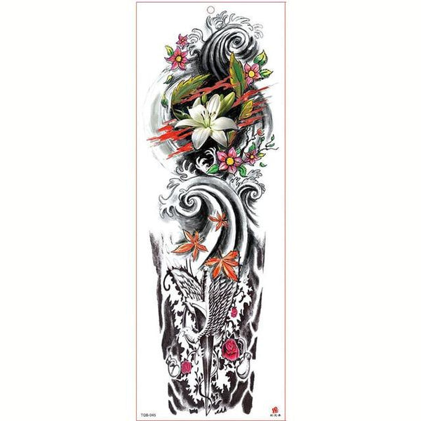 Large Arm Sleeve Tattoo Waterproof Temporary Tattoo Sticker Skull Angel Rose Lotus Men Full Flower Tatoo Body Art Tattoo Girl