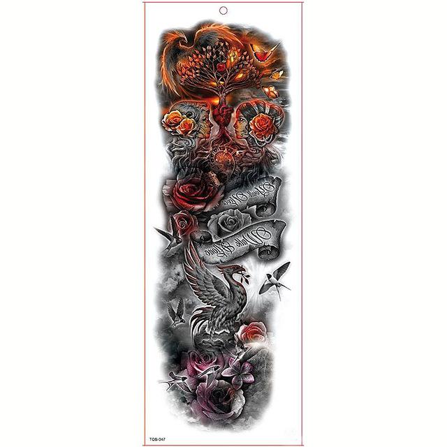 Large Arm Sleeve Tattoo Waterproof Temporary Tattoo Sticker Skull Angel Rose Lotus Men Full Flower Tatoo Body Art Tattoo Girl
