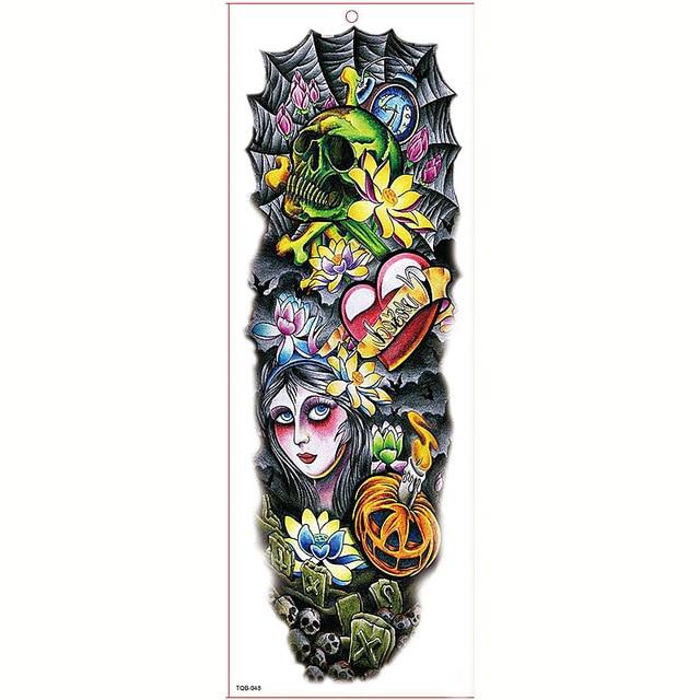 Large Arm Sleeve Tattoo Waterproof Temporary Tattoo Sticker Skull Angel Rose Lotus Men Full Flower Tatoo Body Art Tattoo Girl