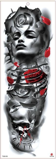 Large Arm Sleeve Tattoo Waterproof Temporary Tattoo Sticker Skull Angel Rose Lotus Men Full Flower Tatoo Body Art Tattoo Girl