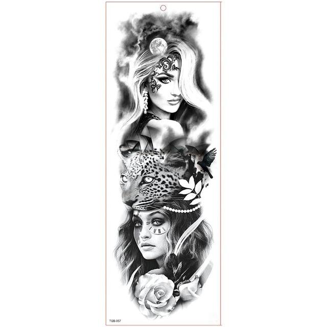 Large Arm Sleeve Tattoo Waterproof Temporary Tattoo Sticker Skull Angel Rose Lotus Men Full Flower Tatoo Body Art Tattoo Girl