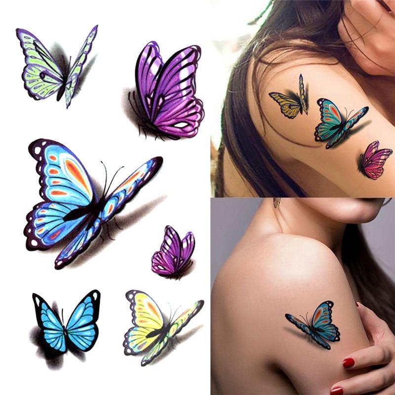 2018 NEW Women's 3D Temporary Tattoo Sticker Waterproof Body Decals Fake tatoo Art Taty Butterfly pattern Tattoo Sticker