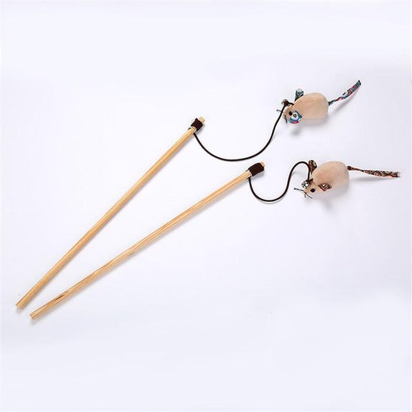 Pet Cat Catnip Natural Wooden Cat Toy with Bell Cat Teaser Rod Bar Wooden Protecting Furniture Grinding Claws