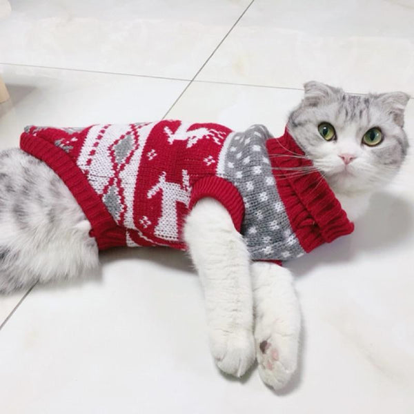 Pet Cat Reindeer Sweater Winter Warm Cat Clothes for Cats Kedi Outfit katten Clothing Products for Pets Animals Cat Costume Suit