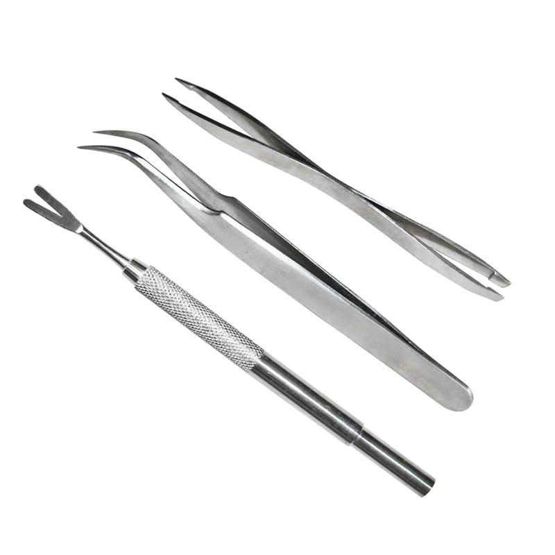 Stainless Steel 2 in 1 Pet Flea Treatment Tick Removal Tool Set 2 in 1 Fork Tweezers Clip for Dog Cat Supplies