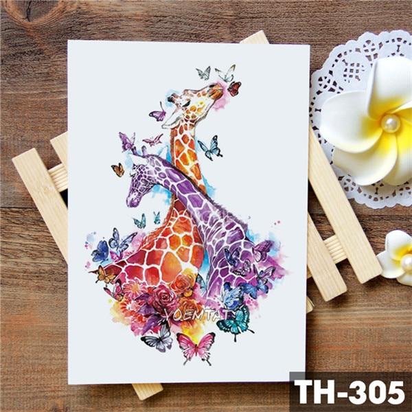 Unicorn Geometric Rose Fox Wolf Waterproof Temporary Tattoo Sticker Swan Elk Animals Flash Tattoos Body Art Fake tatoo