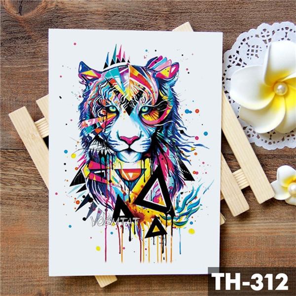Unicorn Geometric Rose Fox Wolf Waterproof Temporary Tattoo Sticker Swan Elk Animals Flash Tattoos Body Art Fake tatoo