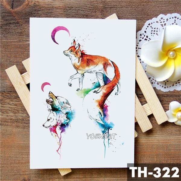 Unicorn Geometric Rose Fox Wolf Waterproof Temporary Tattoo Sticker Swan Elk Animals Flash Tattoos Body Art Fake tatoo