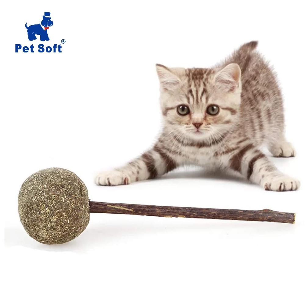 Pet Soft Cats Toys Catnip Chewing Teeth Cleaning Treats Lollipop Natural Catnip Lollipop Shape Funny Ball with Silvervine