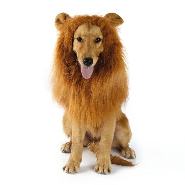 Fancy Dress Up Pet Costume Cat Halloween Clothes Dogs Lion Mane Wig With Ears Festival Dress Up
