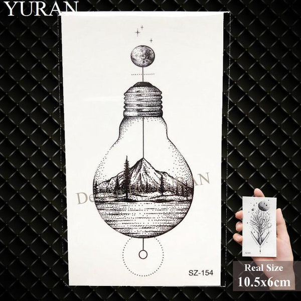 Erogenous Geometric Wolf Temporary Tattoo Geometric Floral Women Body Arm Wrist Tattoo Stickers Men Bulb Water Transfer Tatoos