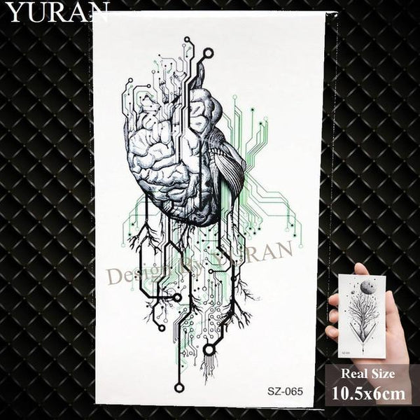 Erogenous Geometric Wolf Temporary Tattoo Geometric Floral Women Body Arm Wrist Tattoo Stickers Men Bulb Water Transfer Tatoos
