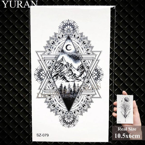 Erogenous Geometric Wolf Temporary Tattoo Geometric Floral Women Body Arm Wrist Tattoo Stickers Men Bulb Water Transfer Tatoos