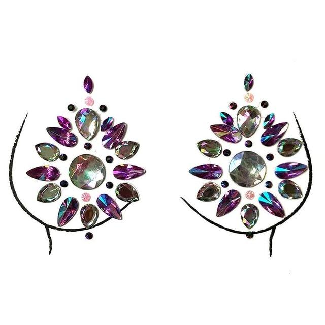 Resin Rhinestone Chest Glitter Sticker For Female Rhinestone Body Chest Tattoo Sticker Decoration Festival Party Ornaments