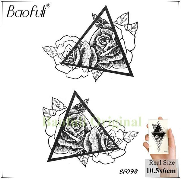 BAOFULI 20 Styles Women Black Flowers Tattoo Transferable Fake 3D Body Art Tatoos Neck Arms Sleeve Rose Temporary Tattoo Sticker