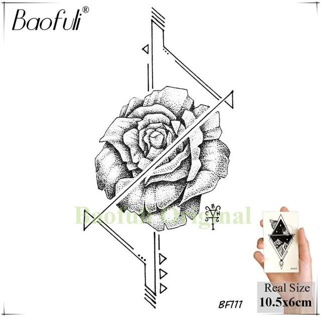 BAOFULI 20 Styles Women Black Flowers Tattoo Transferable Fake 3D Body Art Tatoos Neck Arms Sleeve Rose Temporary Tattoo Sticker